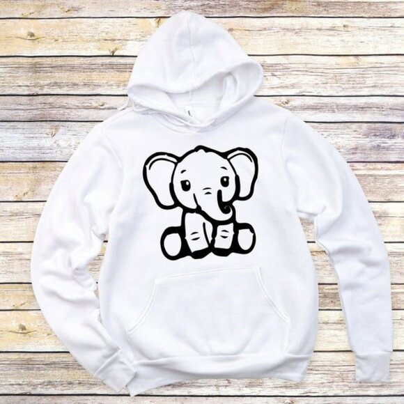 Tops - Elephant Hoodie - Cute Elephant Hoodie - Custom Elephant Hoodie - Trendy Hoodie